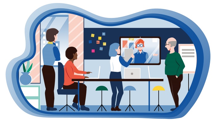 Illustration, personer som samarbetar