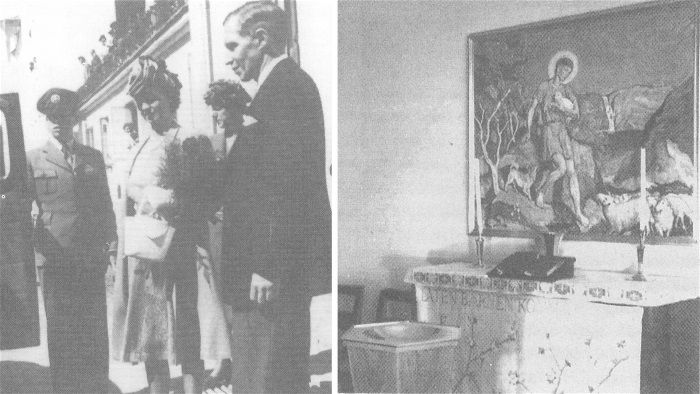 : Prinsessan Sibylla (andra personen från vänster) tillsammans med Doktor Olinder (personen längst till höger),  dåvarande läkaren på Skellefteå lasarett.