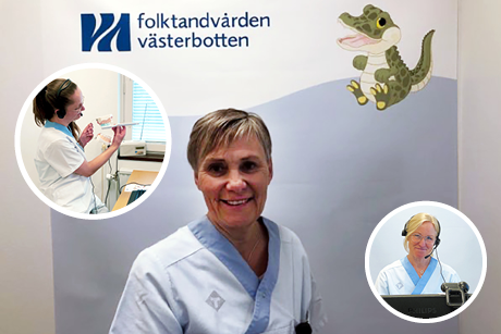Sandra Lindkvist, Ingela Näslund och Annelie Sarlin på Folktandvården i Storuman.