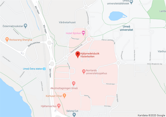 Karta och reseplanerare till Hjälpmedelsbutiken Västerbotten