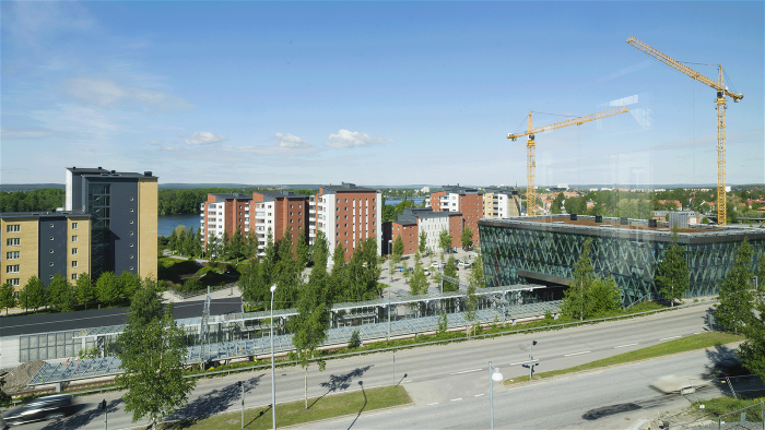Utsikt från byggnaden mot Umeälven 
